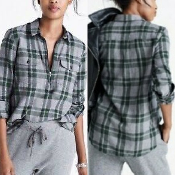 Madewell Tops - Madewell Washburn Plaid Flannel 1/2 Zip Popover